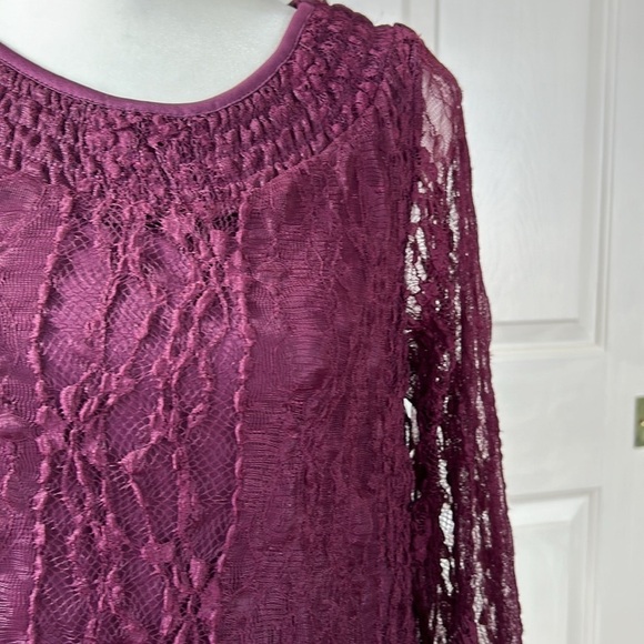Style & Co Sheer Sleeve with lace overlay blouse sz PS - Picture 2 of 6